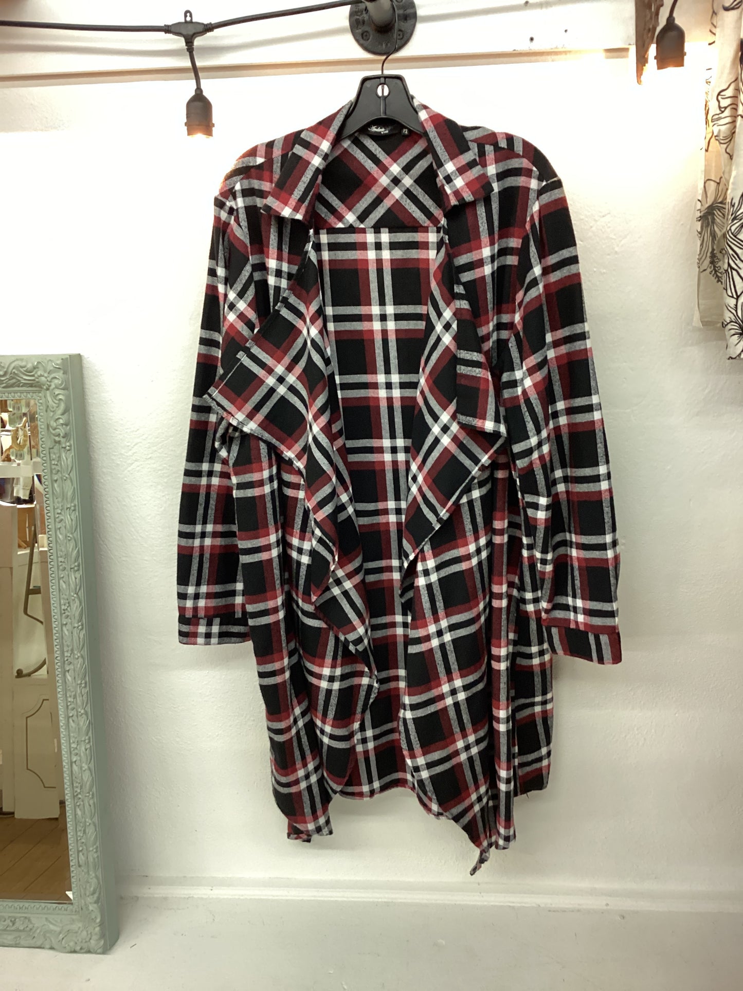 JR- Plaid Shawl Cardigan| 1X
