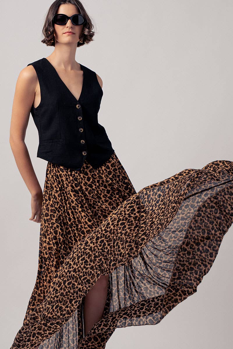 Leona Pleated Midi Skirt