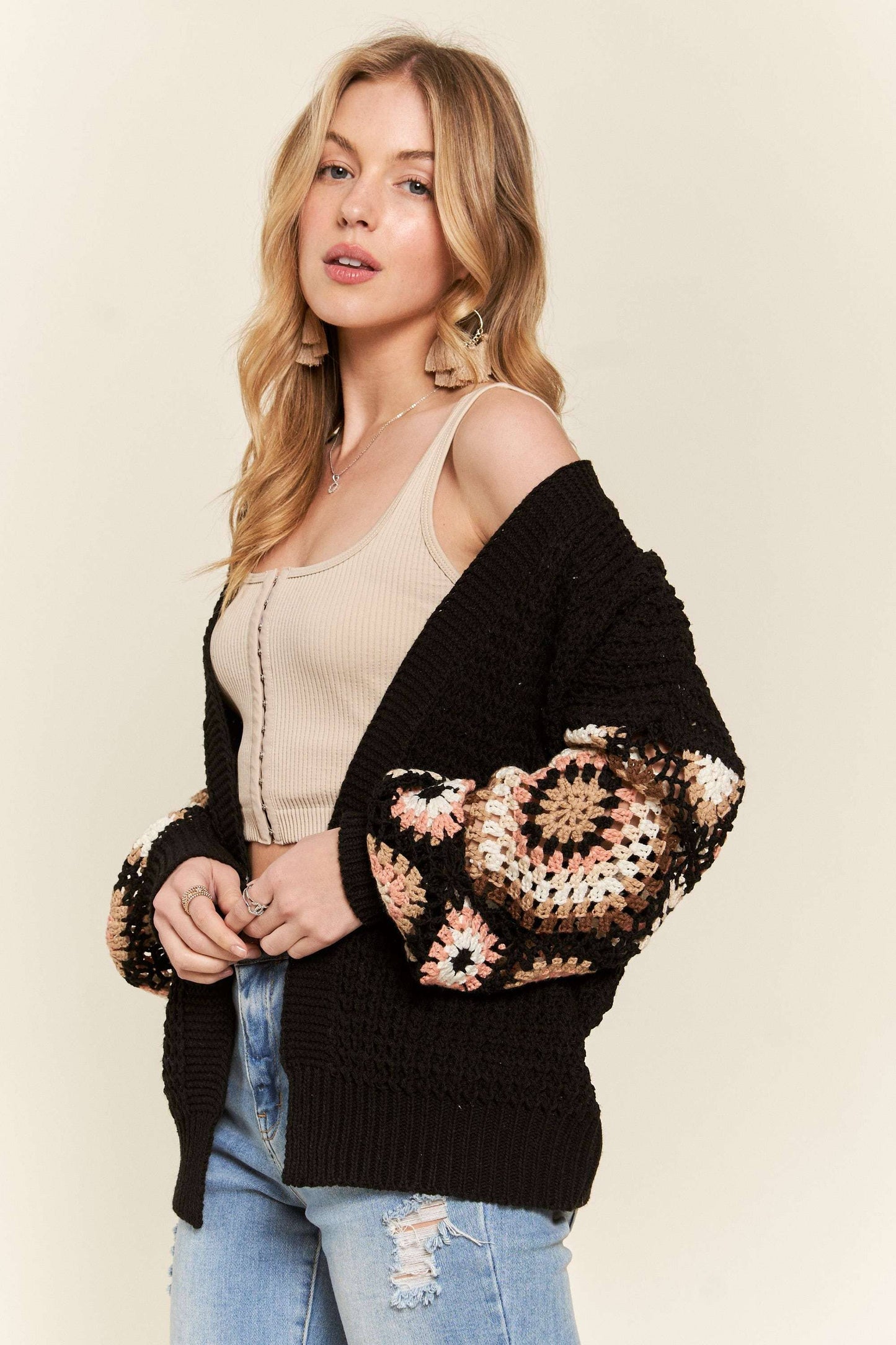 Marisol Crochet Cardigan | Black