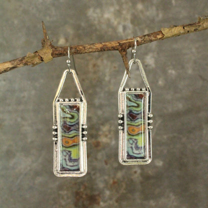 Sterling Silver Glazed Agate Earrings