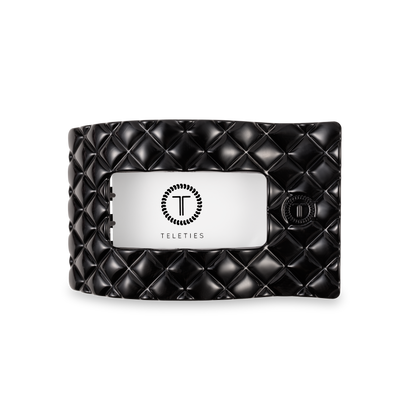 Flat Rectangle Hair Clip | Medium | Jet Black Quilted