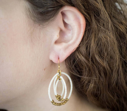 Brass Gyroscope Earring- Cream