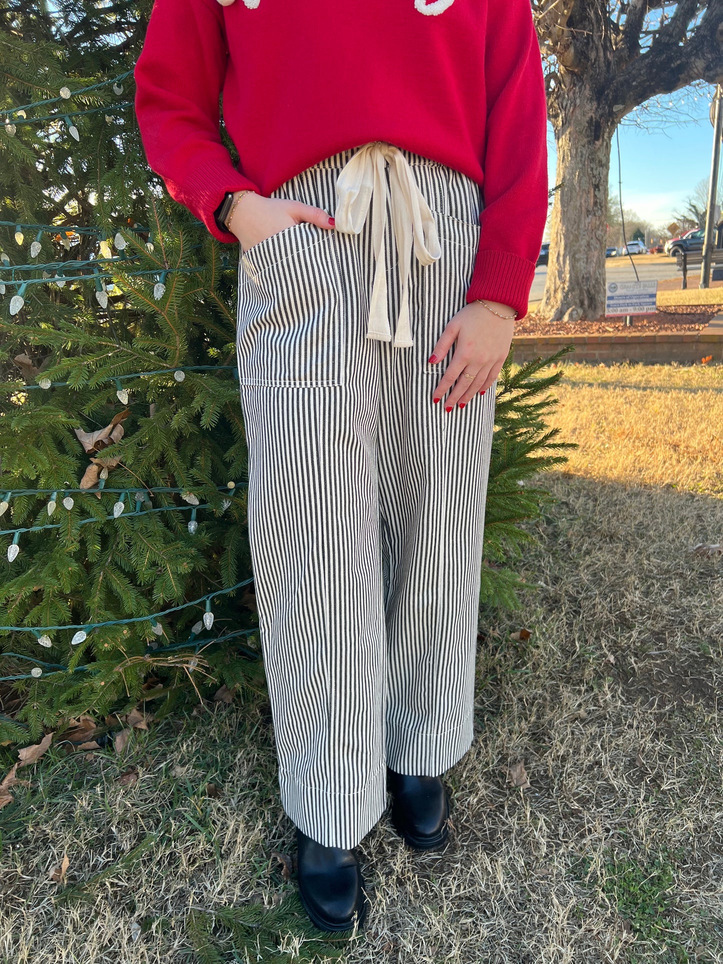 Railroad Black Striped Pants