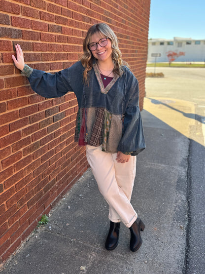 Denim Plaid Hoodie