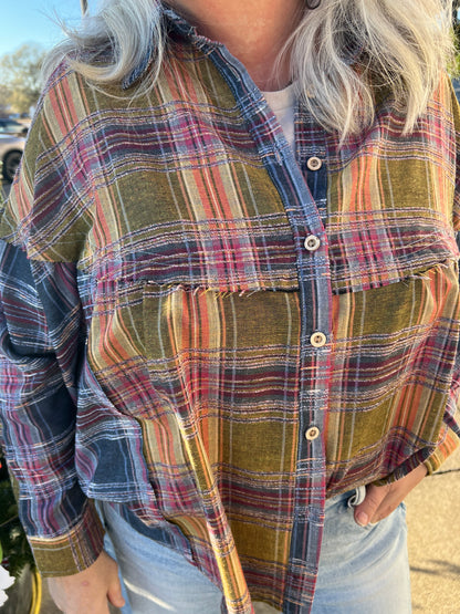 Country Plaid Babydoll Top