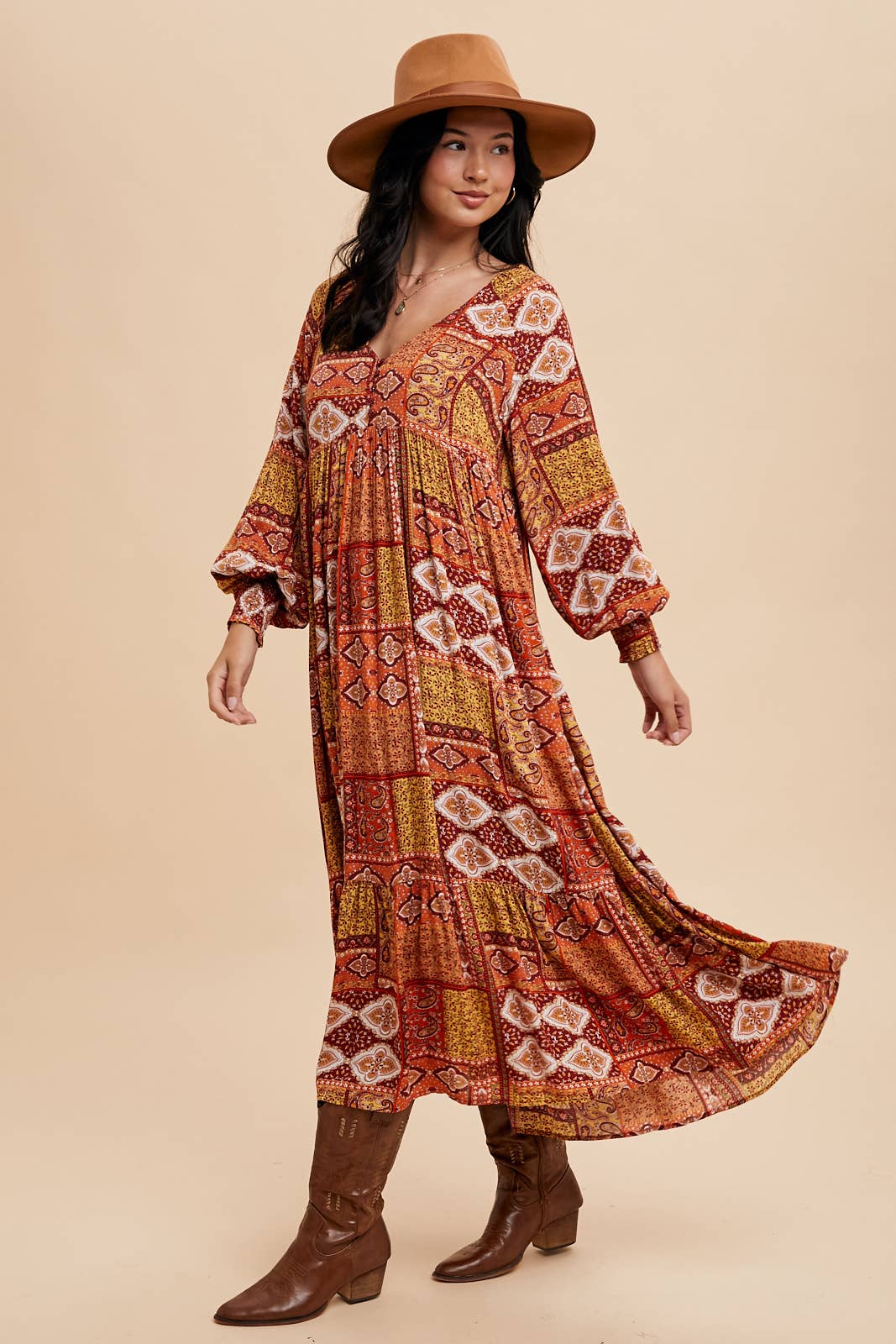 Leila Patchwork Maxi Dress