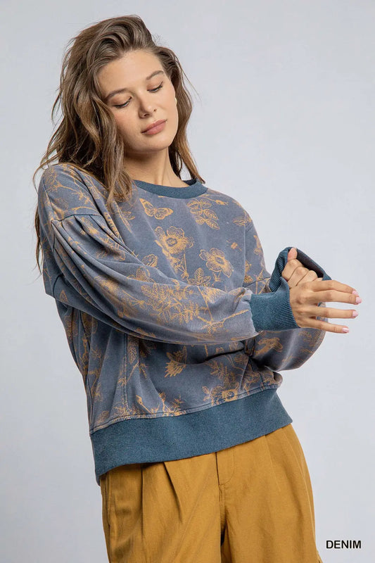 Denim Fleur Pullover