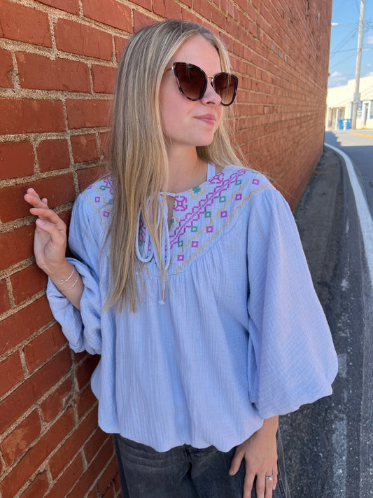 Lilac Embroirdered Top