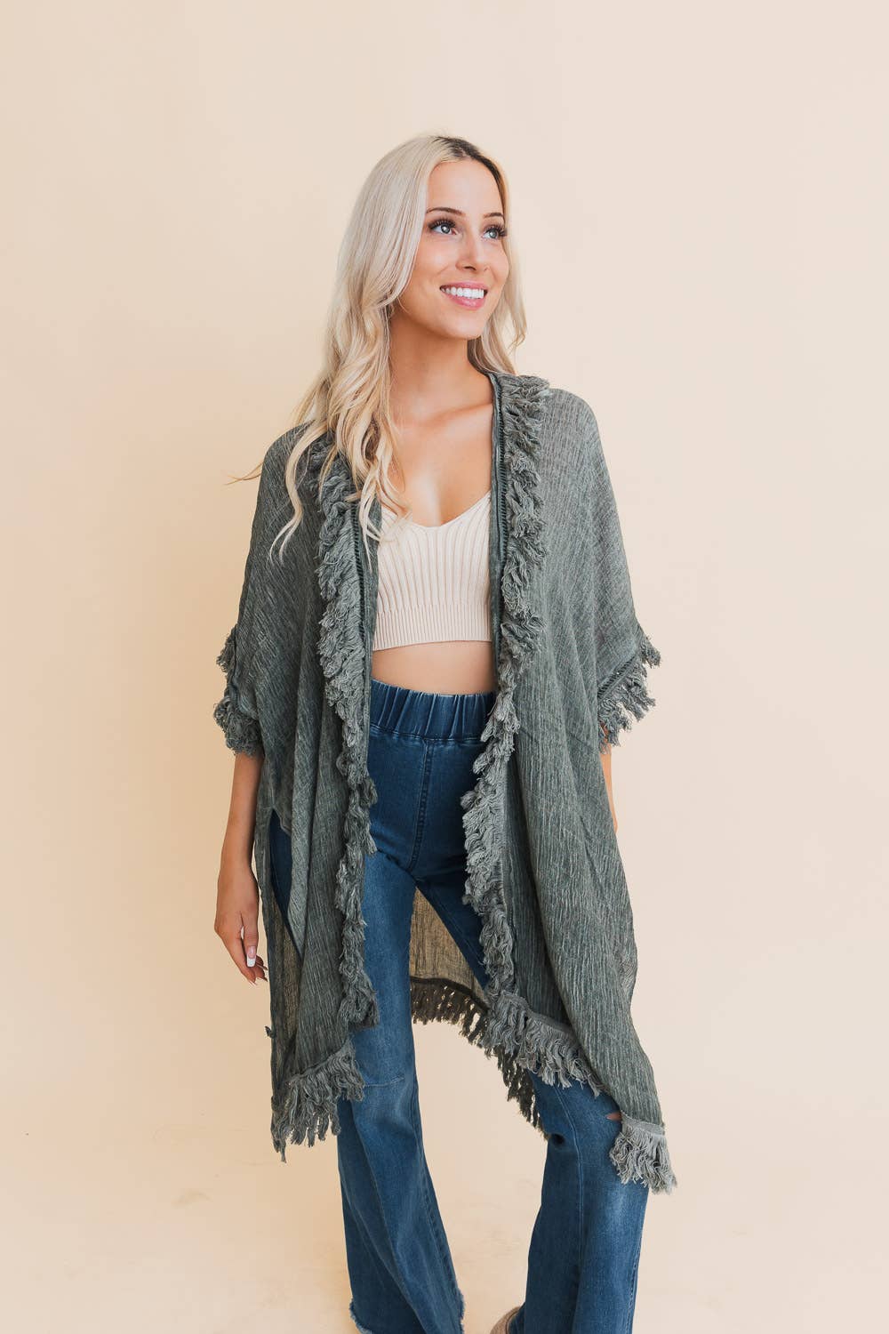 Zara Fringe Ruffle Kimono☀️