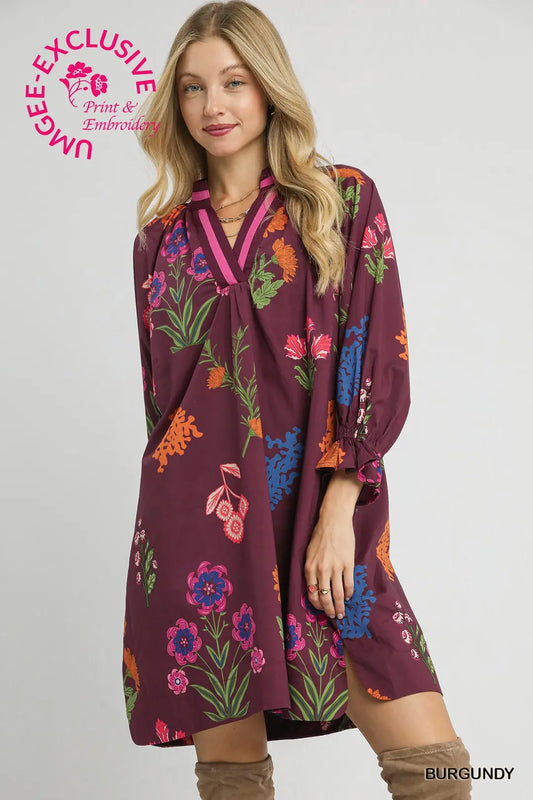 Autumn Bloom Dress | Burgundy