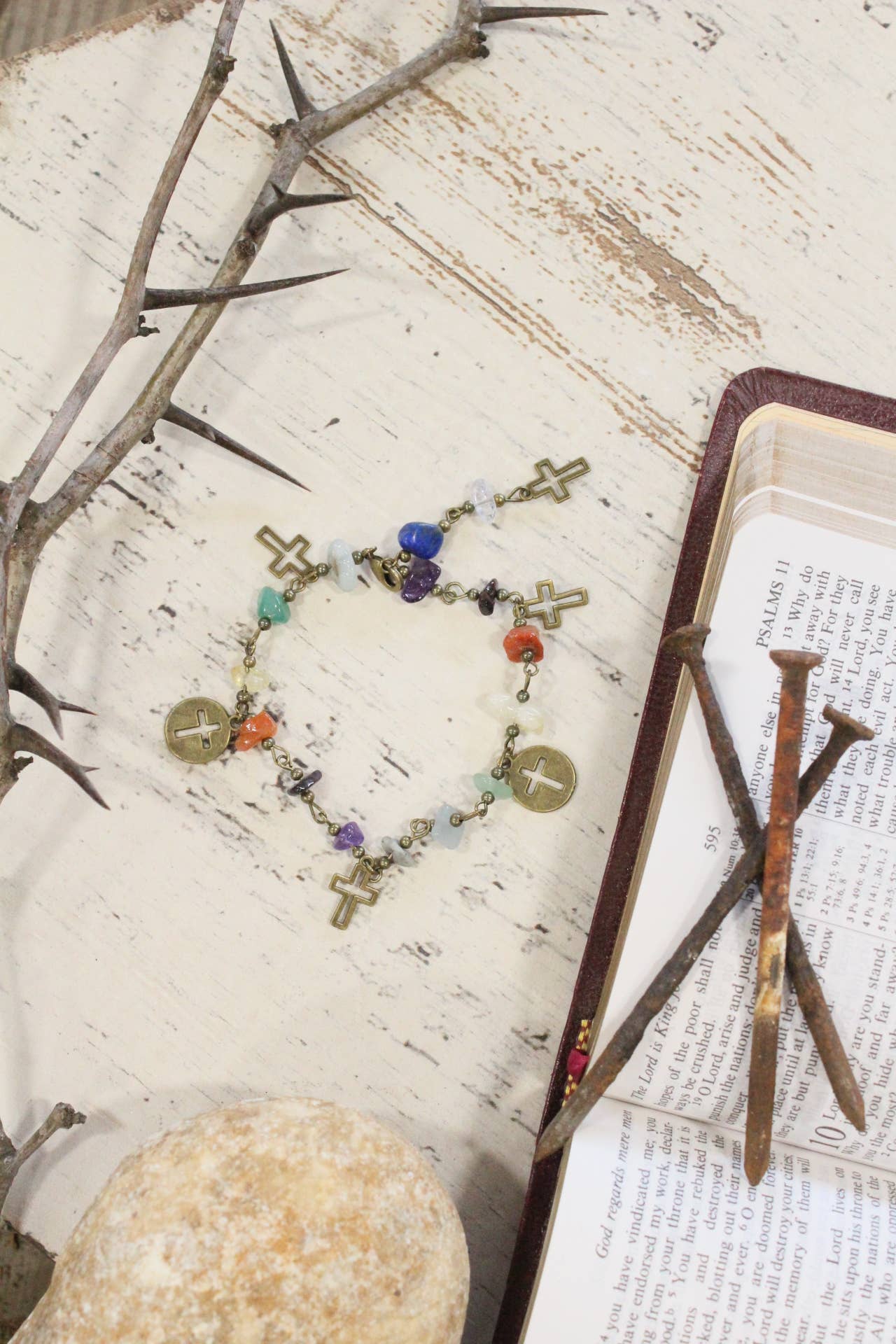 Upon This Rock Cross Bracelet Set