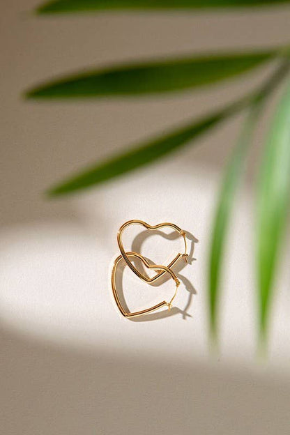 14K Gold Dipped Heart Hoop Earrings