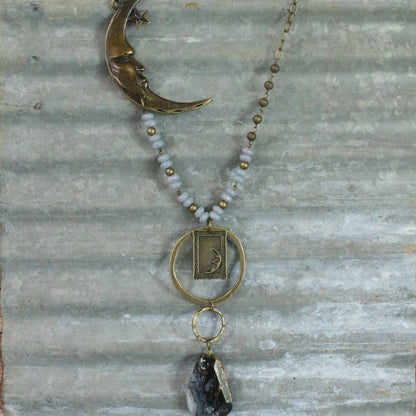 A Moonlit Night Bronze Stone Drop Necklace