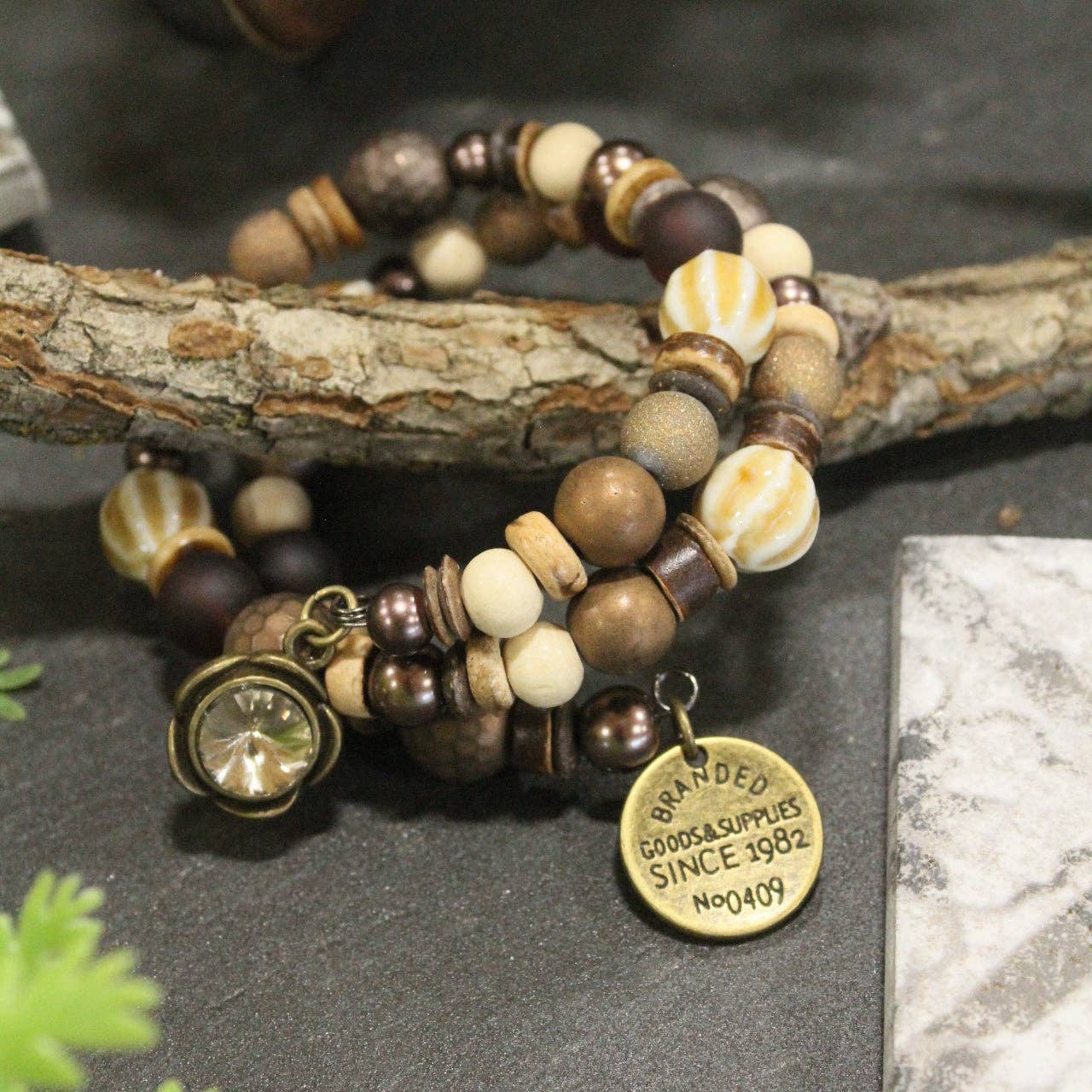 Earth Tone Gem Wrap Bracelet