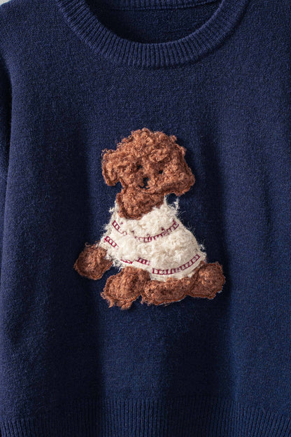Puppy Doodle Knit Sweater | Navy