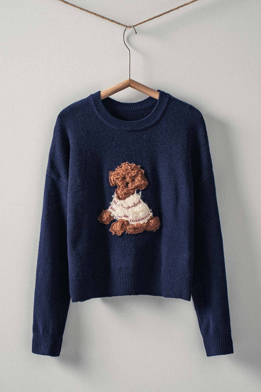 Puppy Doodle Knit Sweater | Navy