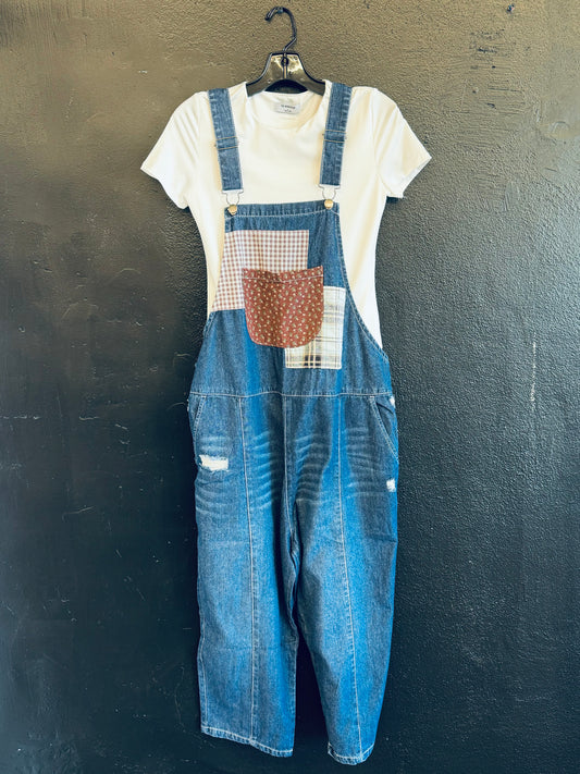 Denim Patch Party Overalls