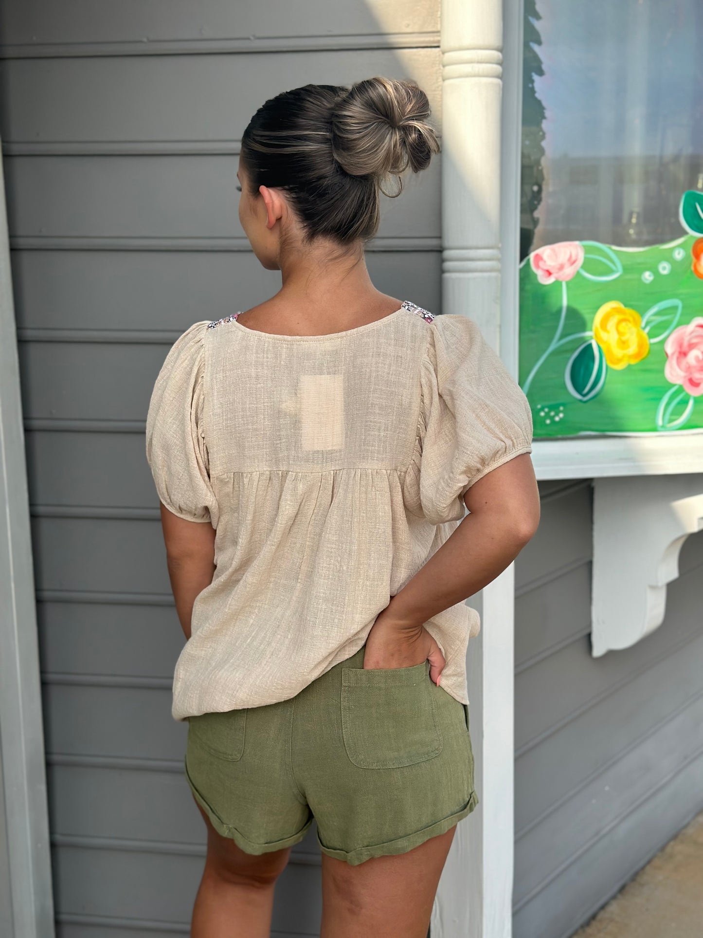 Coastal Drift Linen Shorts | Olive