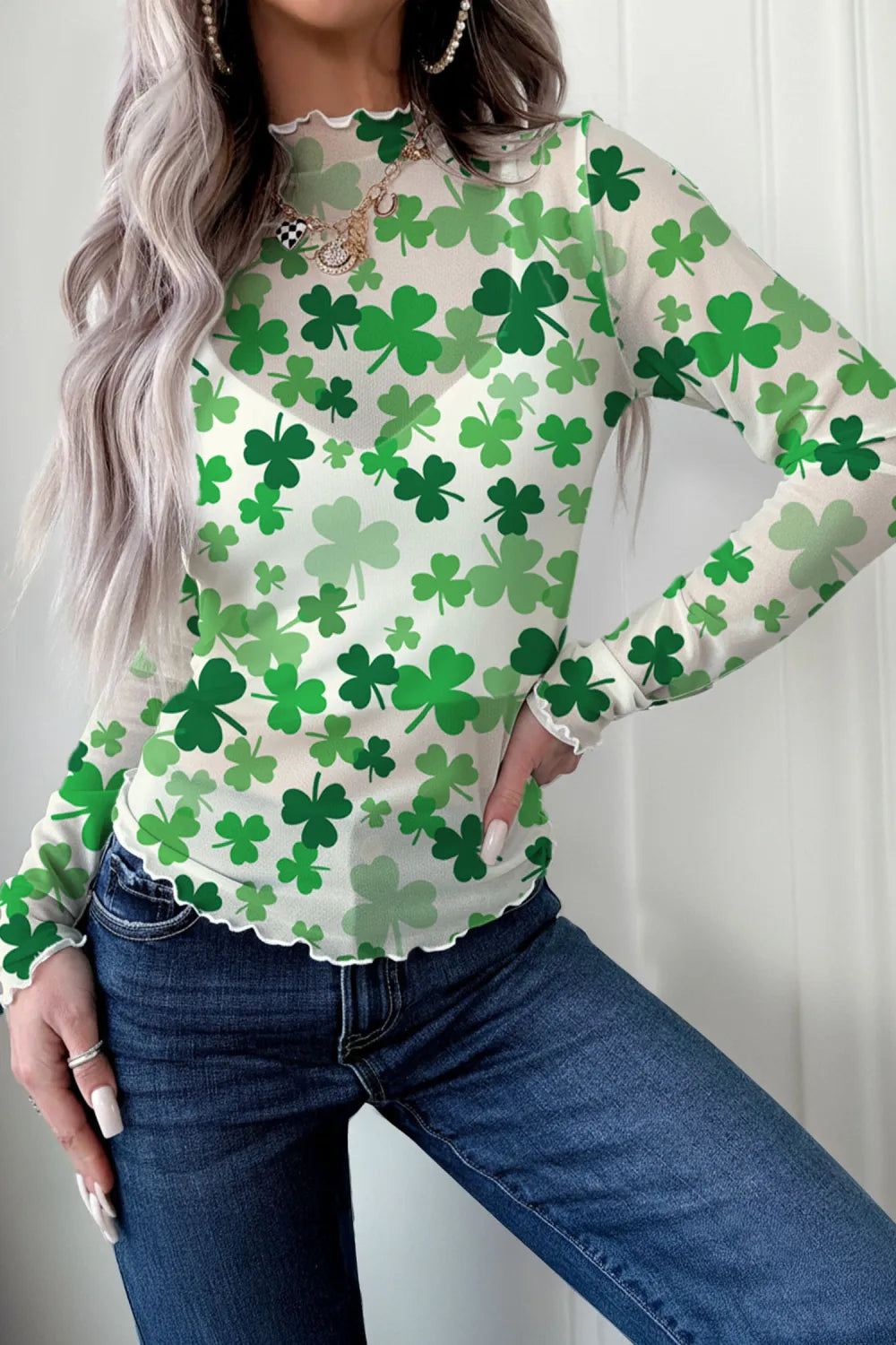 Lucky Shamrock Mesh Top