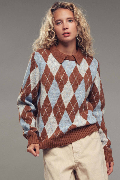 Heritage Argyle Polo Sweater