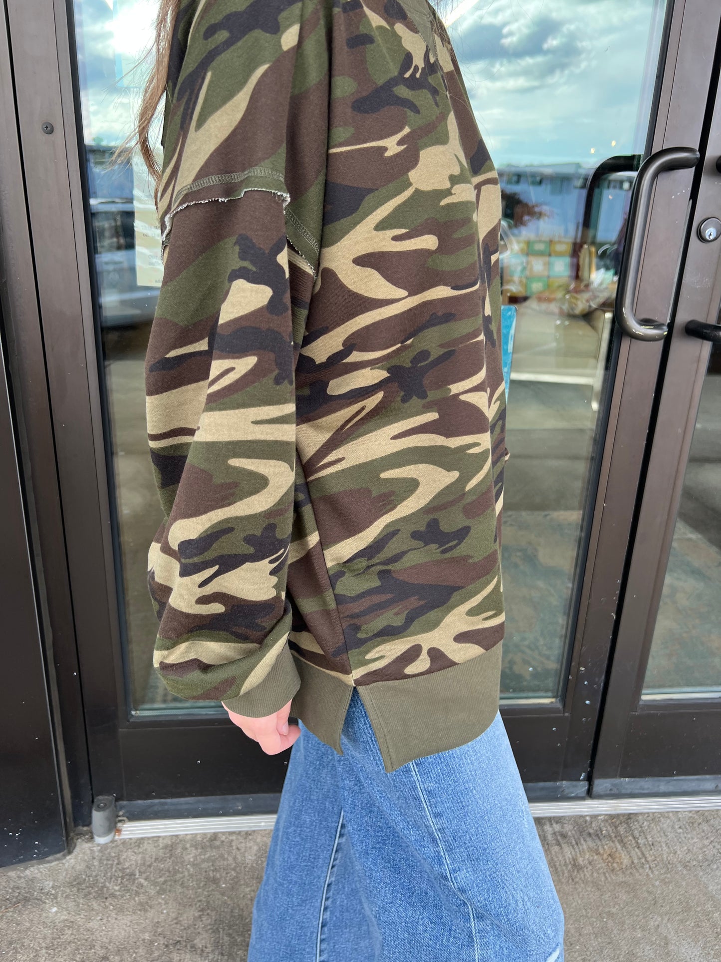 Camo Knit Top