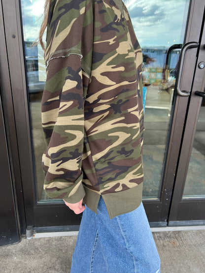 Camo Knit Top
