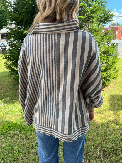 Bold Lines Button-Up Top