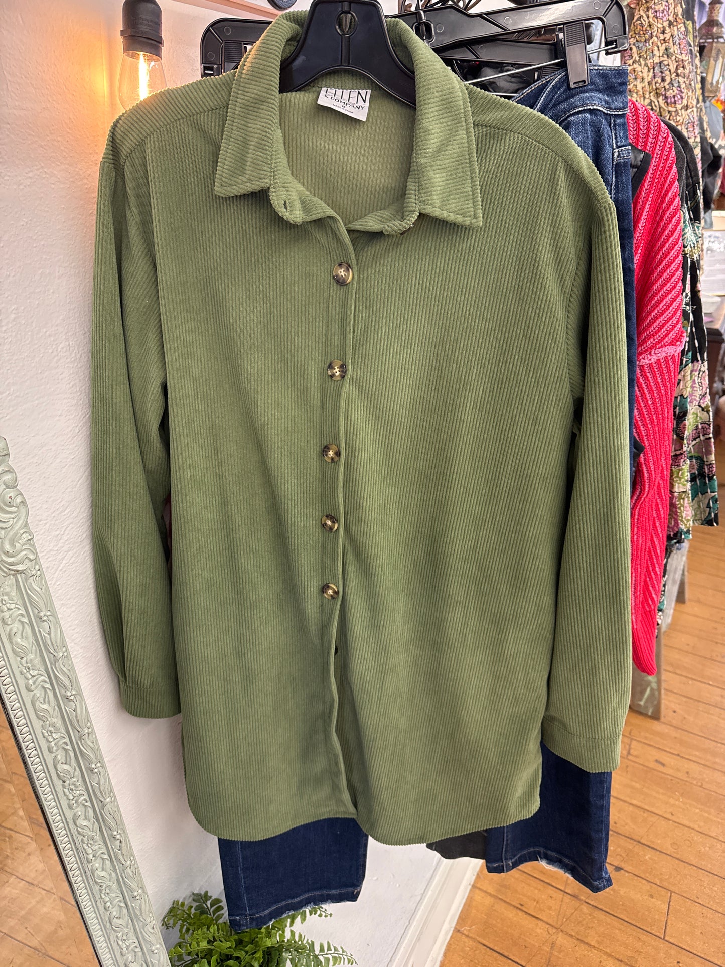 KC -  Green Corduroy Shirt Dress | large