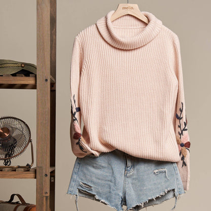 Clara Embroidered Knit Sweater | Blush