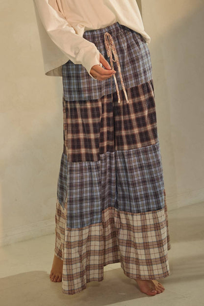 Layered Plaid Lounge Pants | Blue Combo