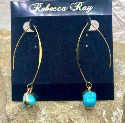 Gold Linear Nugget Earring Drop