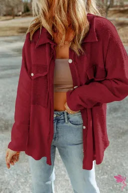 Bonfire Ready Relaxed Shacket- Red