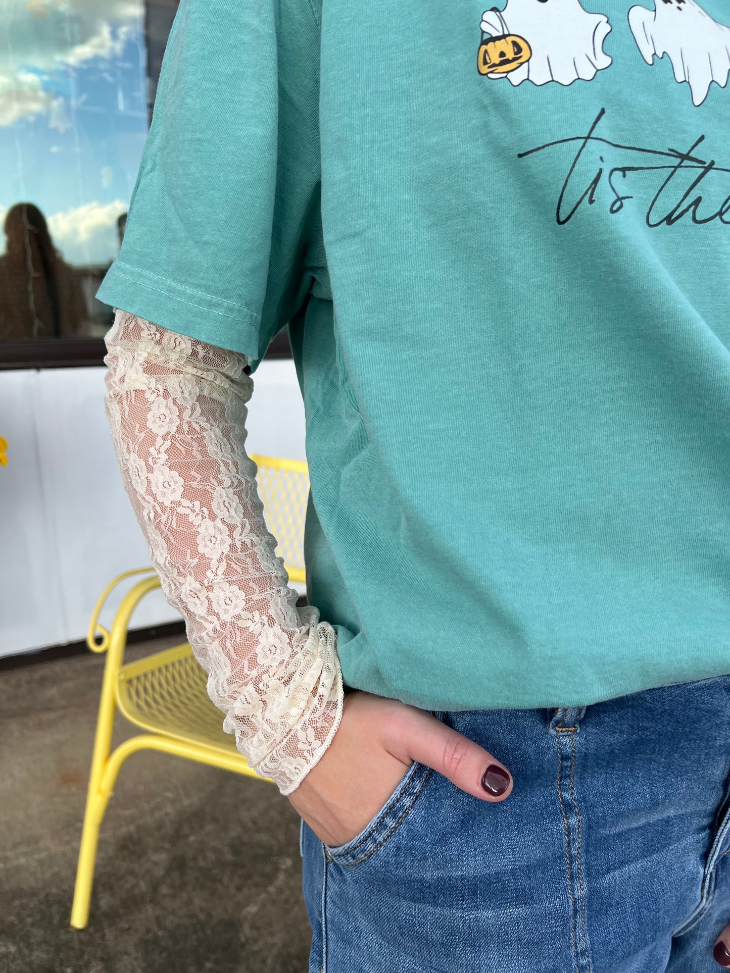 Lucia Lace High Neck Top | Champagne