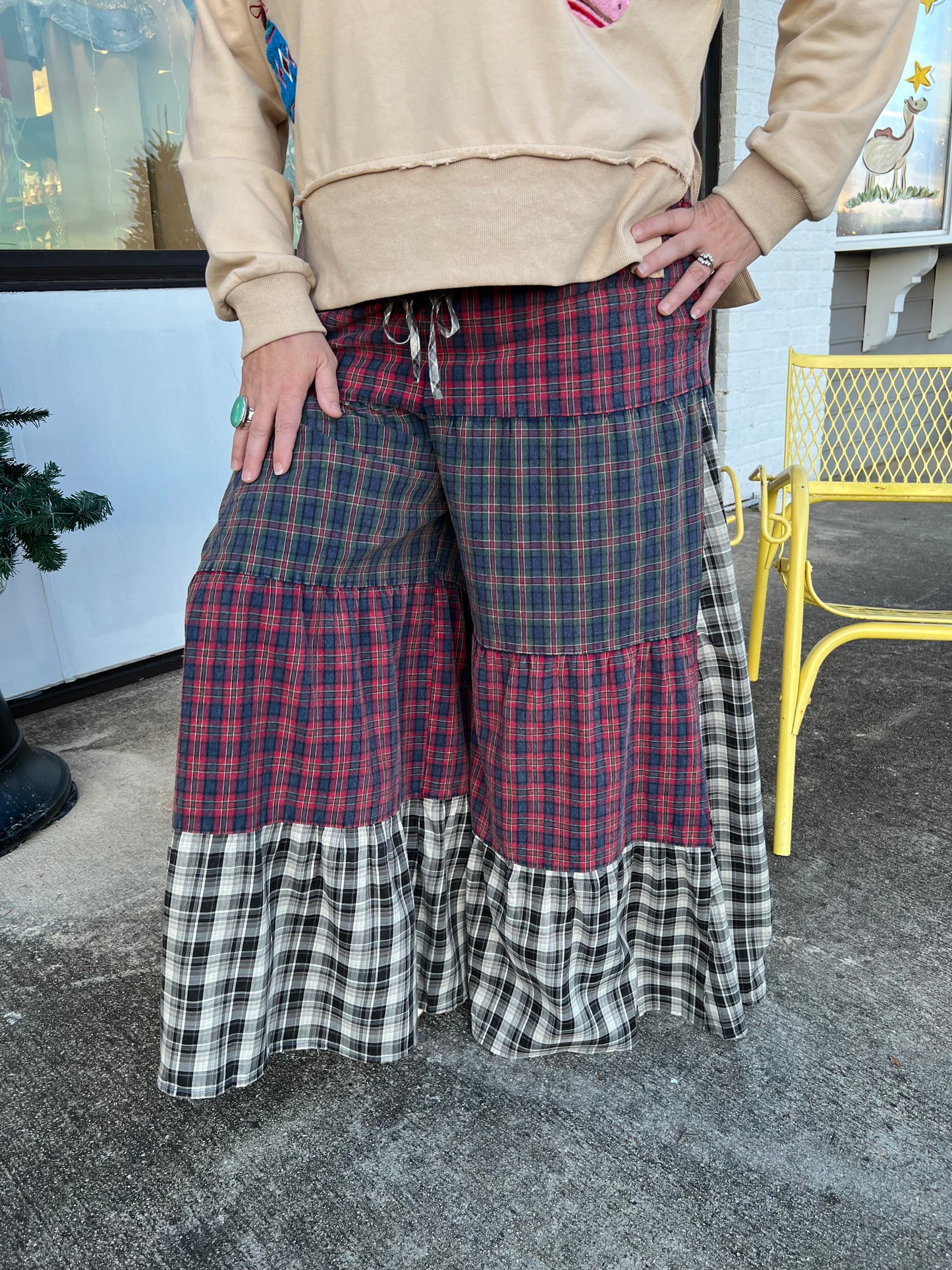 Vintage Plaid Layer Pants
