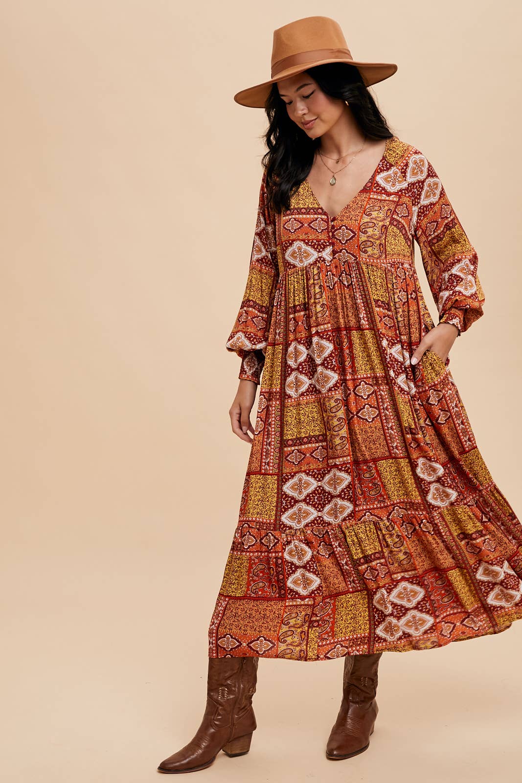 Leila Patchwork Maxi Dress