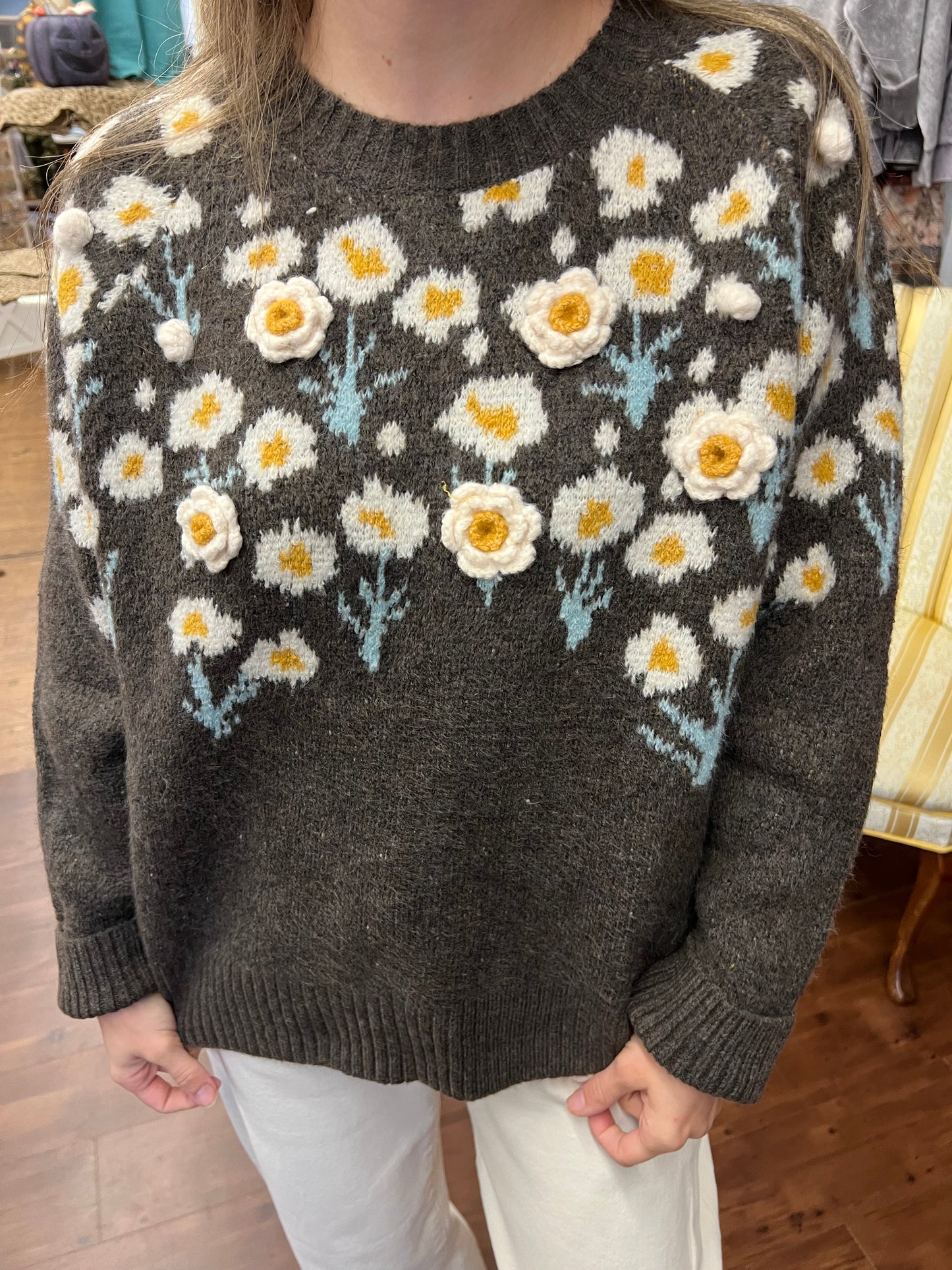 Pushing Daisies Sweater | Brown