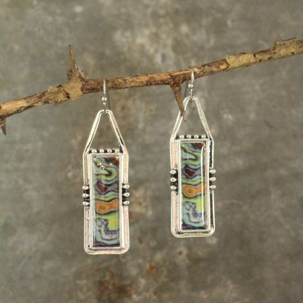 Sterling Silver Glazed Agate Earrings