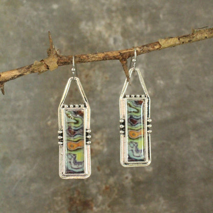 Sterling Silver Glazed Agate Earrings