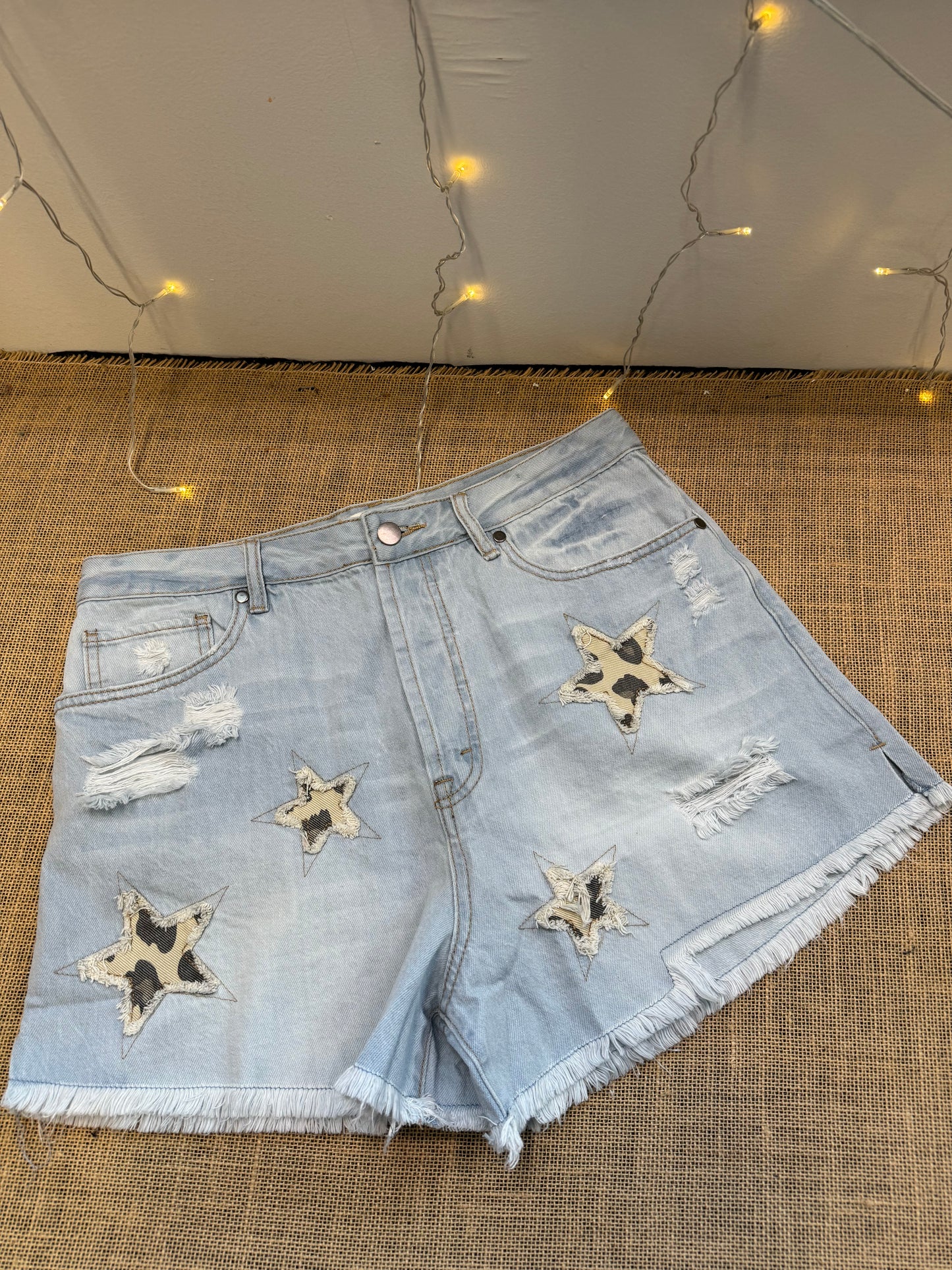 Starry Safari Light Denim Shorts