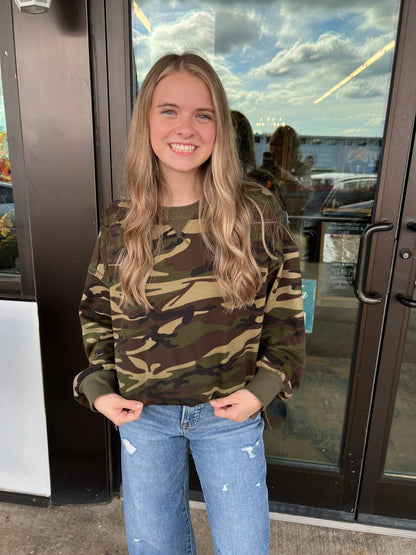 Camo Knit Top