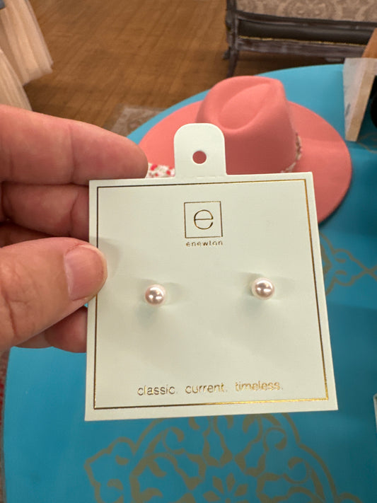 eNewton - Classic 6Mm Ball Stud - Pearl Earrings