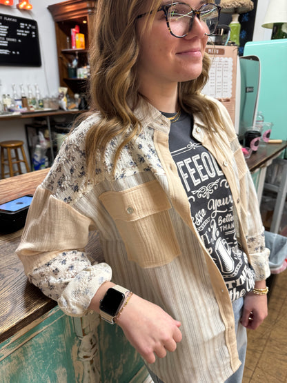 Floral & Stripe Oversized Shacket/Shirt