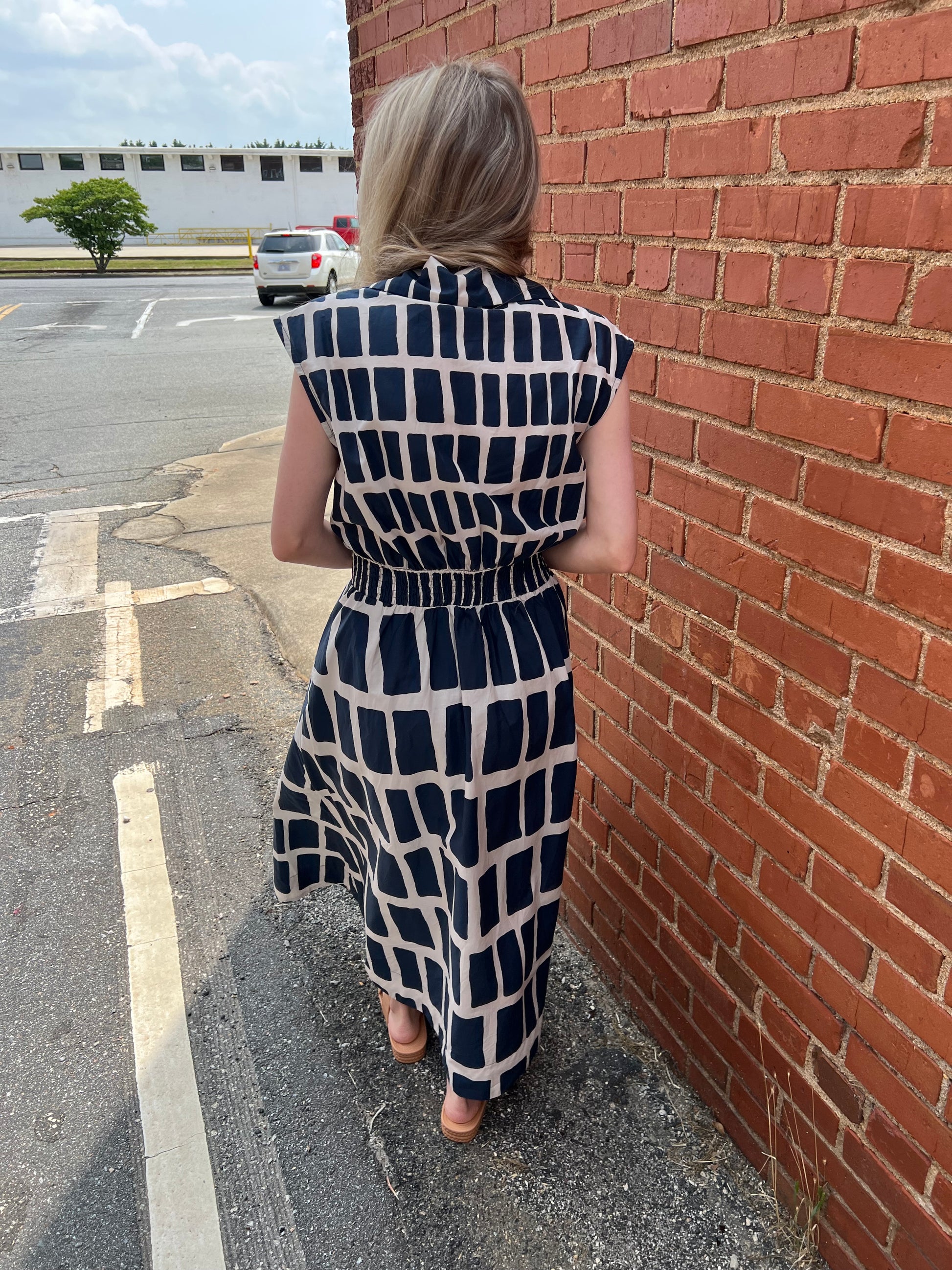 dress blue print Bette Thin Strap Maxi Dress
