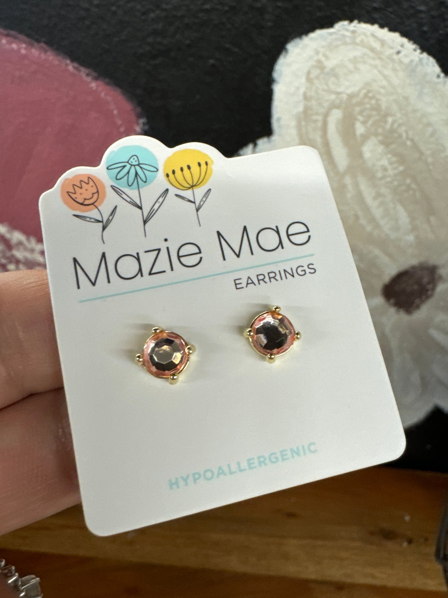 Gold Vintage Rose Solitaire Stud Mazie Mae Earring