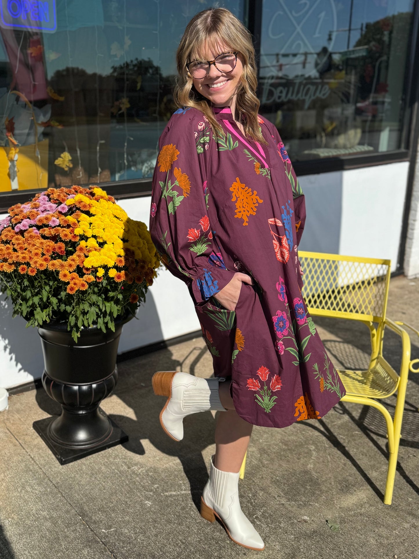 Autumn Bloom Dress | Burgundy