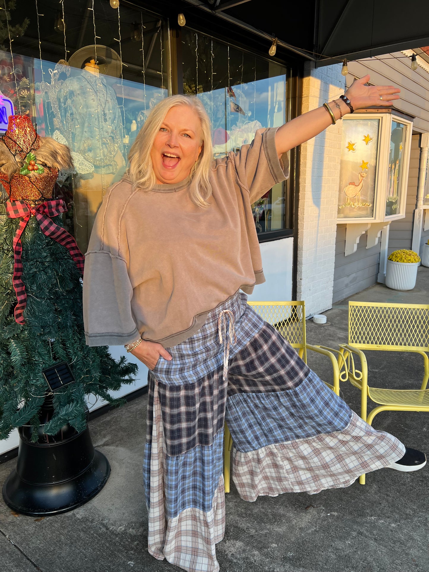 Layered Plaid Lounge Pants | Blue Combo