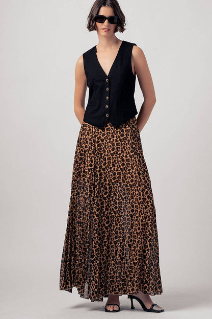 Leona Pleated Midi Skirt