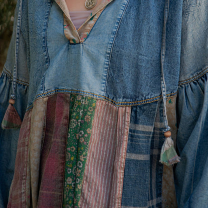 Denim Plaid Hoodie