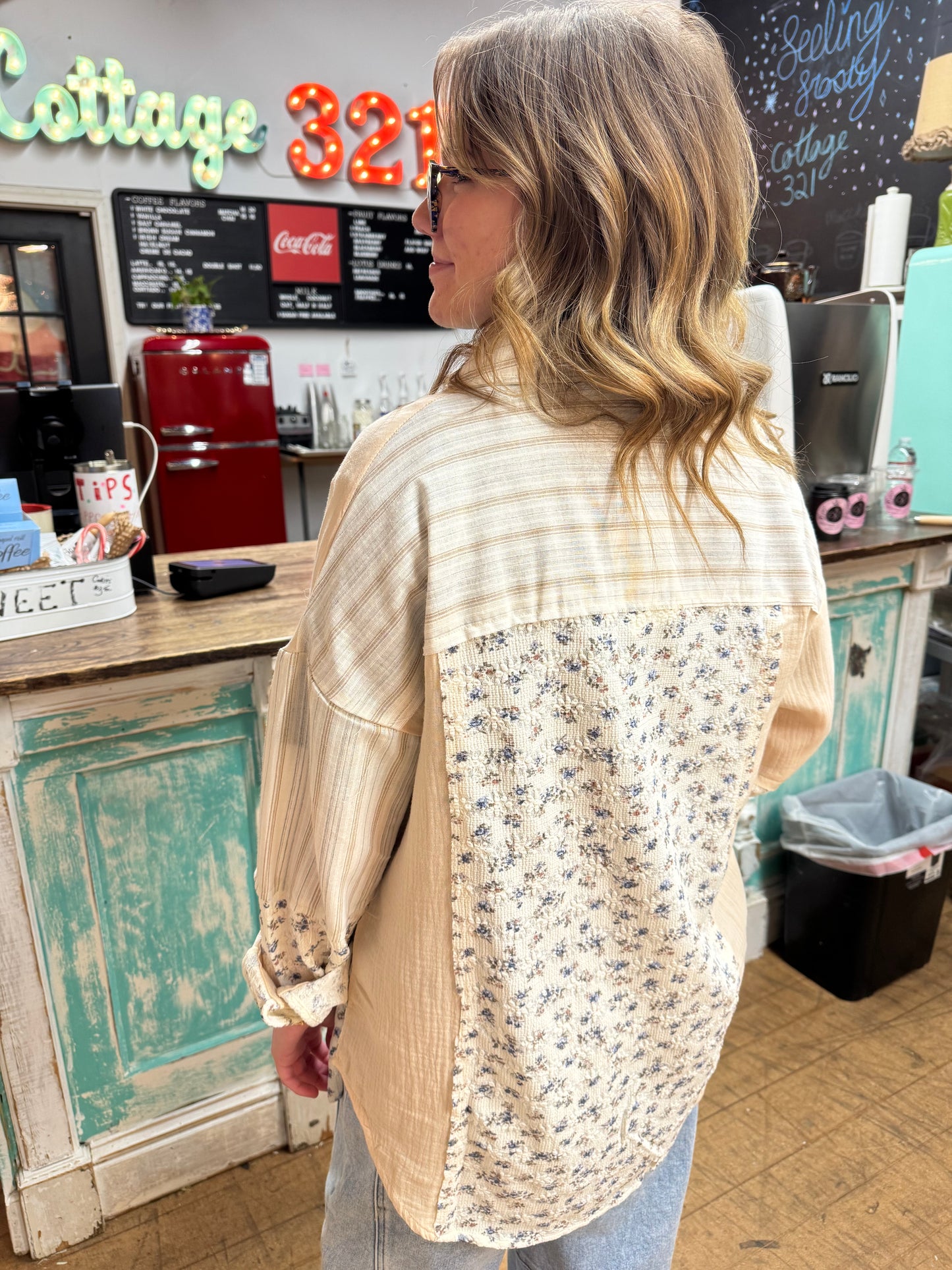 Floral & Stripe Oversized Shacket/Shirt