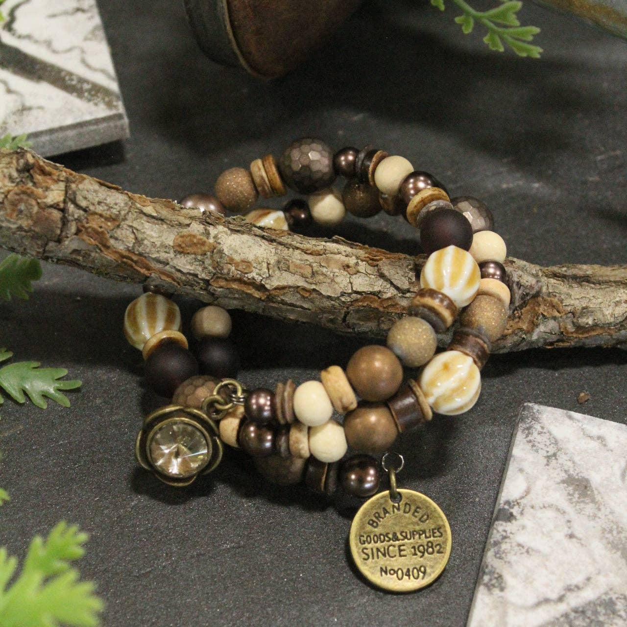 Earth Tone Gem Wrap Bracelet